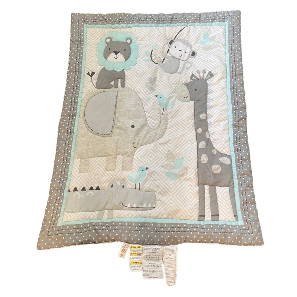 Cuddle Time Elephant Giraffe Bird Alligator Baby Blanket Comforter Quilt 33”x42”